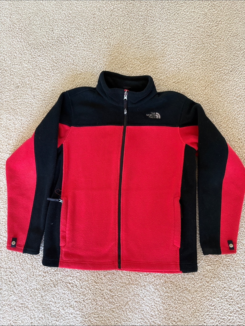 The North Face Red and Black Boys Fleece Zip-Up